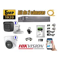 Kit 2 Cámaras de Seguridad Hikvision 5Mp Audio Incorporado Completo P2P