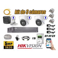 Kit 3 Cámaras de Seguridad Hikvision 5Mp Audio Incorporado Completo