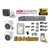 Kit 3 Cámaras de Seguridad Hikvision 5Mp 01 Cámara Audio Incorporado P2p