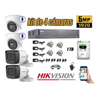Kit 4 Cámaras de Seguridad Hikvision 5Mp 2 Cámaras Audio Incorporado
