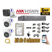 Kit 3 Cámaras de Seguridad Hikvision 5Mp P2p Audio Incorporado Completo