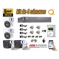 Kit 4 Cámaras de Seguridad Hikvision 5Mp Audio Incorporado Hdmi Completo