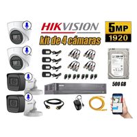 Kit 4 Cámaras de Seguridad Hikvision 5Mp Audio Incorporado Completo