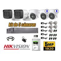 Kit 5 Cámaras de Seguridad Hikvision 5Mp 2 Cámaras Audio Incorporado