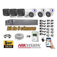 Kit 6 Cámaras de Seguridad Hikvision 5Mp 3 Cámaras Audio Incorporado