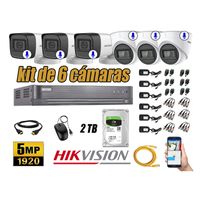 Kit 6 Cámaras de Seguridad Hikvision 5Mp Audio Incorporado Completo P2P