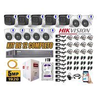 Kit 12 Cámaras de Seguridad Hikvision 5Mp Audio Incorporado Completo