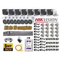 Kit 16 Cámaras de Seguridad Hikvision 5Mp Audio Incorporado Completo P2P