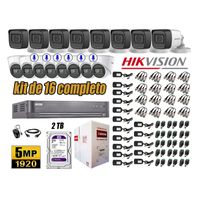 Kit 16 Cámaras de Seguridad Hikvision 5Mp 06 Cámaras Audio Incorporado P2p