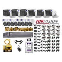 Kit 14 Cámaras de Seguridad Hikvision 5Mp Audio Incorporado Hdmi Completo