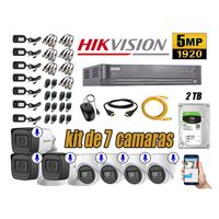 Kit 7 Cámaras de Seguridad Hikvision 5Mp Audio Incorporado Hdmi Completo P2p