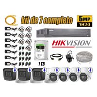Kit 7 Cámaras de Seguridad Hikvision 5Mp Audio Incorporado Completo
