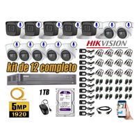 Kit 12 Cámaras de Seguridad Hikvision 5Mp Audio Incorporado Hdmi Completo