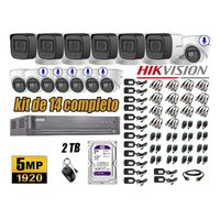 Kit 14 Cámaras de Seguridad Hikvision 5Mp 06 Cámaras Audio Incorporado
