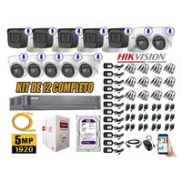 Kit 12 Cámaras de Seguridad Hikvision 5Mp P2p Audio Incorporado Completo