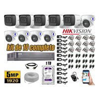 Kit 10 Cámaras de Seguridad Hikvision 5Mp 5 Cámaras Audio Incorporado P2p