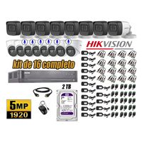 Kit 16 Cámaras de Seguridad Hikvision 5Mp 06 Cámaras Audio Incorporado