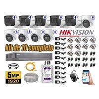 Kit 10 Cámaras de Seguridad Hikvision 5Mp P2p Audio Incorporado Completo