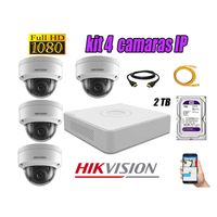 Kit 4 Cámaras de Seguridad Ip Poe Interior Hikvision mas Disco 2Tb Wd Púrpura