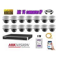 Kit 14 Cámaras de Seguridad Ip Poe Interior Hikvision mas Disco 1Tb Wd Púrpura