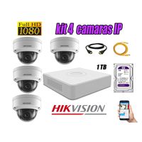 Kit 4 Cámaras de Seguridad Ip Poe Interior Hikvision mas Disco 1Tb Wd Púrpura