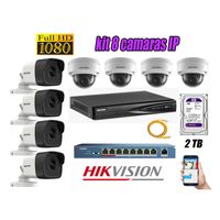 Kit 8 Cámaras de Seguridad Ip Hikvision mas Disco 2Tb Wd Púrpura