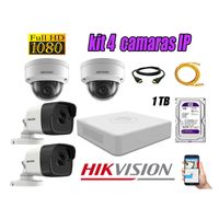 Kit 4 Cámaras de Seguridad Ip Poe Hikvision mas Disco 1Tb Wd Púrpura