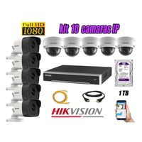 Kit 10 Cámaras de Seguridad Ip Poe Hikvision mas Disco 1Tb Wd Púrpura