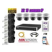 Kit 10 Cámaras de Seguridad Ip Poe Hikvision mas Disco 2Tb Wd Púrpura