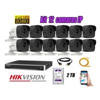 Kit 12 Cámaras de Seguridad Ip Poe Exterior Hikvision mas Disco 2Tb Wd Púrpura