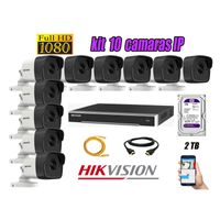 Kit 10 Cámaras de Seguridad Ip Poe Exterior Hikvision mas Disco 2Tb Wd Púrpura