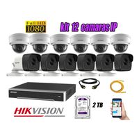 Kit 12 Cámaras de Seguridad Ip Poe Hikvision mas Disco 2Tb Wd Púrpura