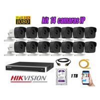 Kit 14 Cámaras de Seguridad Ip Poe Exterior Hikvision mas Disco 1Tb Wd Púrpura