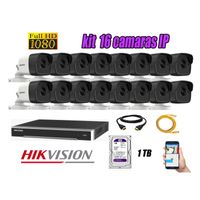 Kit 16 Cámaras de Seguridad Ip Poe Exterior Hikvision mas Disco 1Tb Wd Púrpura