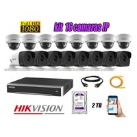 Kit 16 Cámaras de Seguridad Ip Poe Hikvision mas Disco 2Tb Wd Púrpura