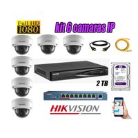 Kit 6 Cámaras de Seguridad Ip Interior Hikvision mas Disco 2Tb Wd Púrpura