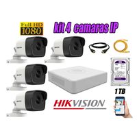 Kit 4 Cámaras de Seguridad Ip Poe Exterior Hikvision mas Disco 1Tb Wd Púrpura