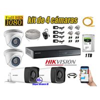 Kit 4 Cámaras de Seguridad It3F Hikvision Full Hd 1080P mas Disco 1Tb Mayor Alcance Hdmi