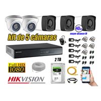 Kit 5 Cámaras de Seguridad It3F Hikvision Full Hd 1080P mas Disco 2Tb Mayor Alcance Hdmi