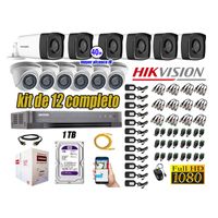 Kit 12 Cámaras de Seguridad It3F Hikvision Full Hd 1080P mas Disco 1Tb Mayor Alcance Hdmi