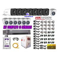 Kit 14 Cámaras de Seguridad It3F Hikvision Full Hd 1080P mas Disco 2Tb Mayor Alcance Ip66
