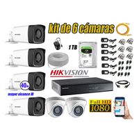 Kit 6 Cámaras de Seguridad It3F Hikvision Full Hd 1080P mas Disco 1Tb Mayor Alcance P2P
