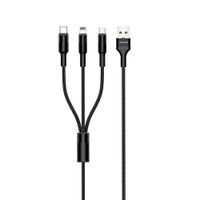Cable Usams US-SJ219 3 en 1 USB a lightning / Micro / Type-C Negro