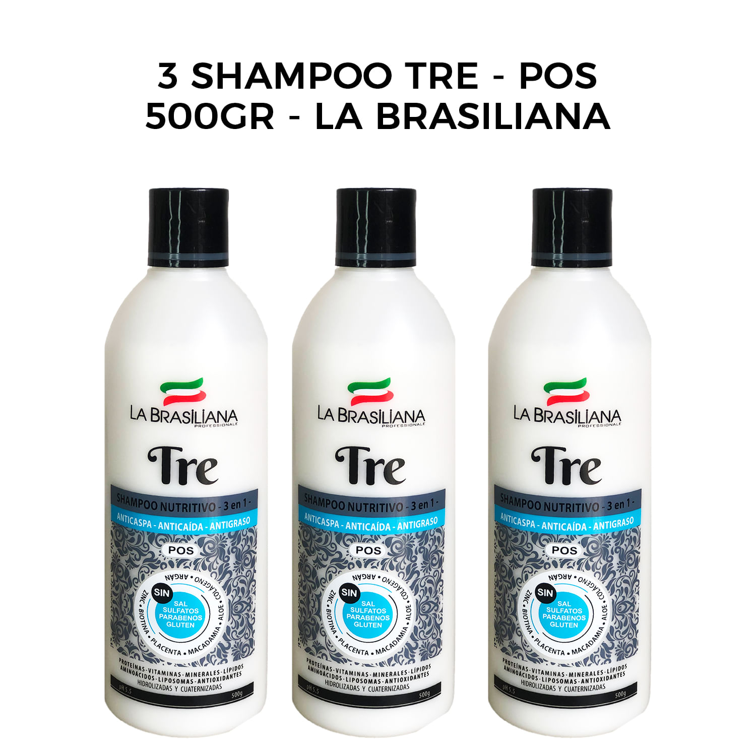 3 Shampoo Tre - Pos 500gr - La Brasiliana