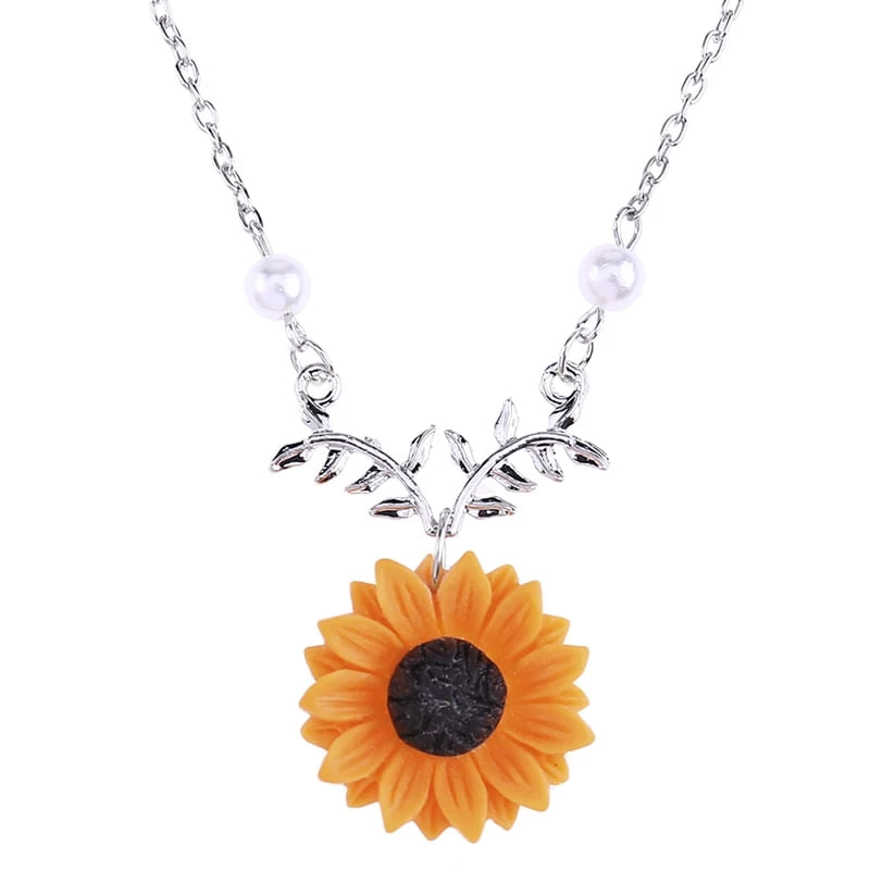 Collar de girasol plateado