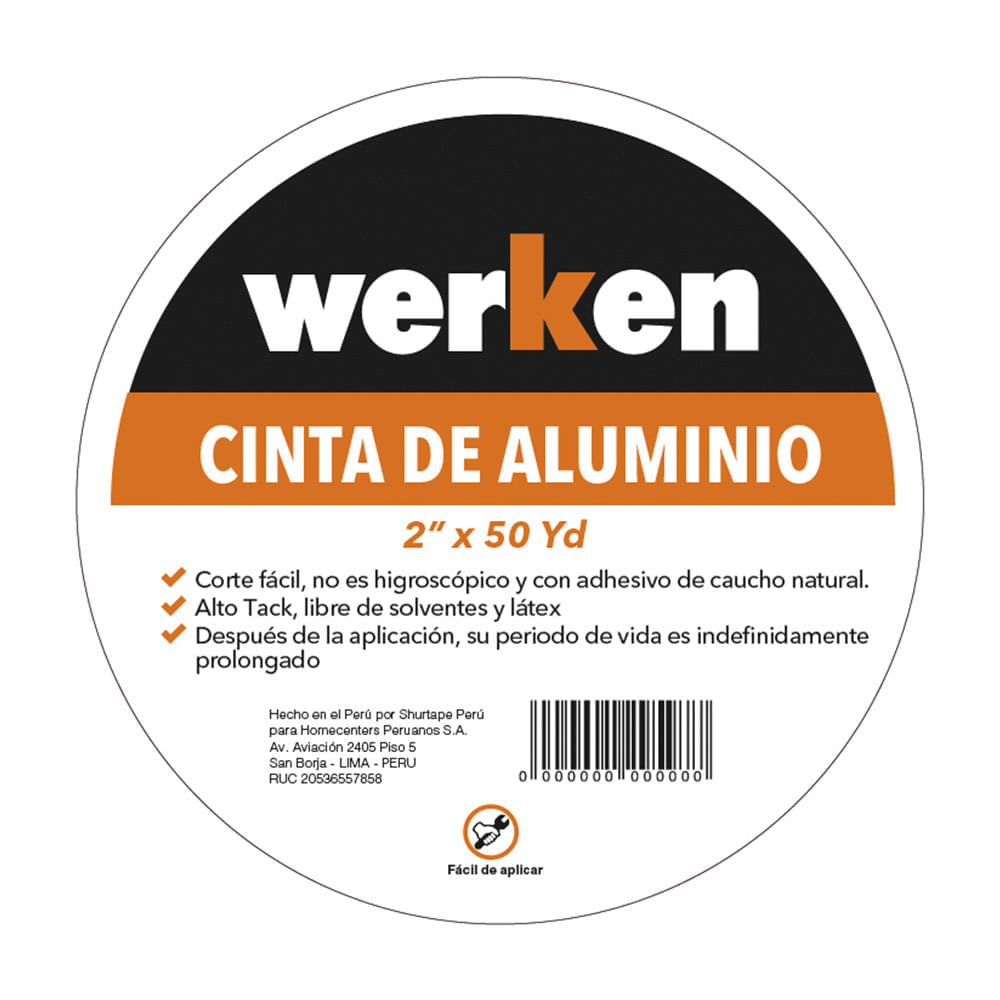 Cinta aluminio Werken 2"" x 50 Yds