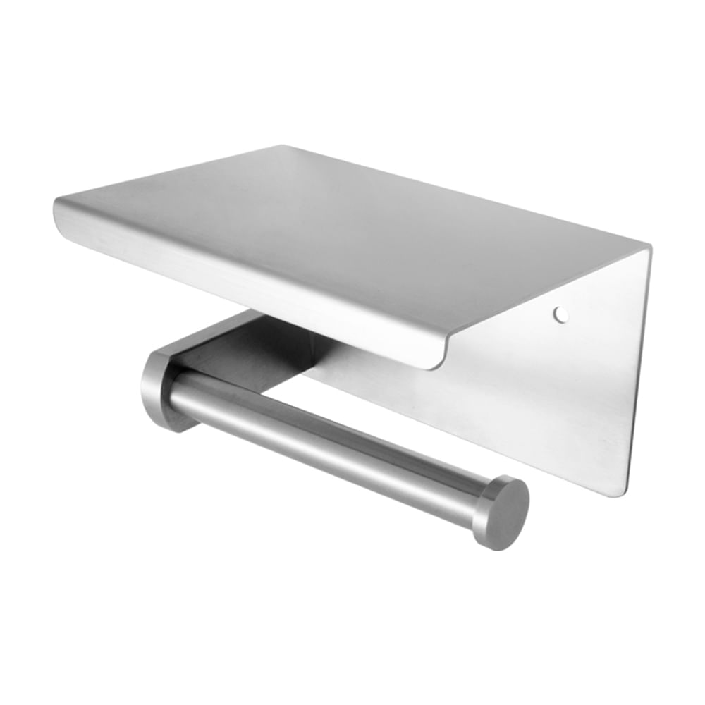 Porta rollo con repisa adhesivo inoxidable Bali