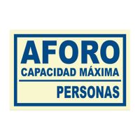 Aforo capacidad máxima 20x30cm