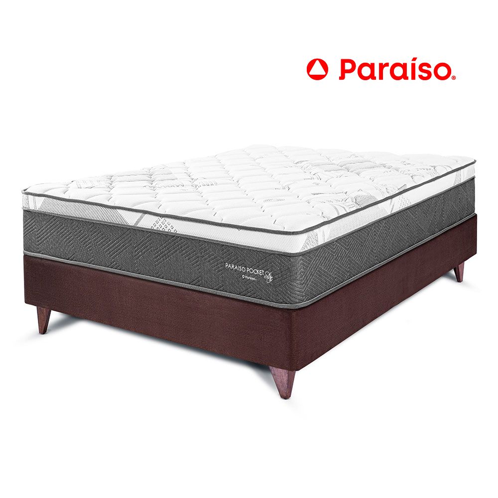Cama Europea Paraiso Pocket Star 2 Plazas Chocolate