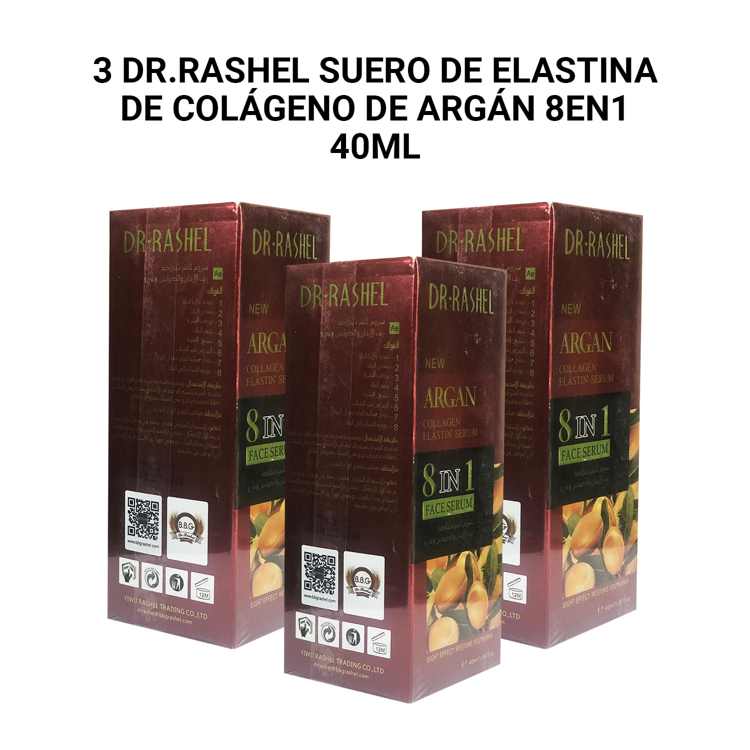 3 Dr. Rashel Suero de elastina de colágeno de argán 8EN1 40ml